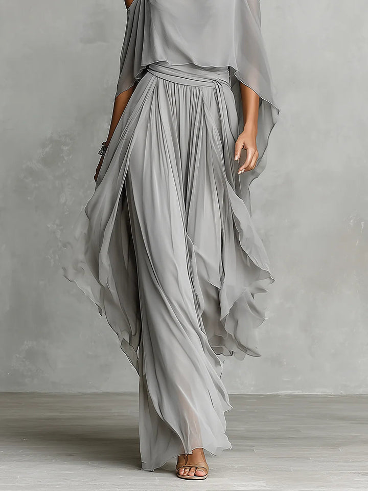 Elena | Off-Shoulder Chiffon Camisole &amp; Pants Set
