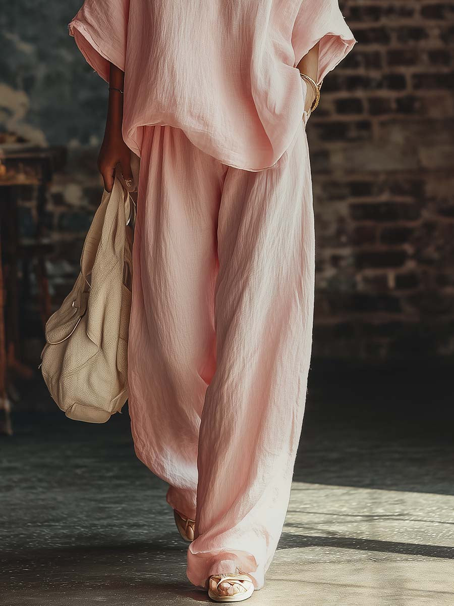 Harper | Blended Fabric V-Neck Shirt &amp; Trousers Set