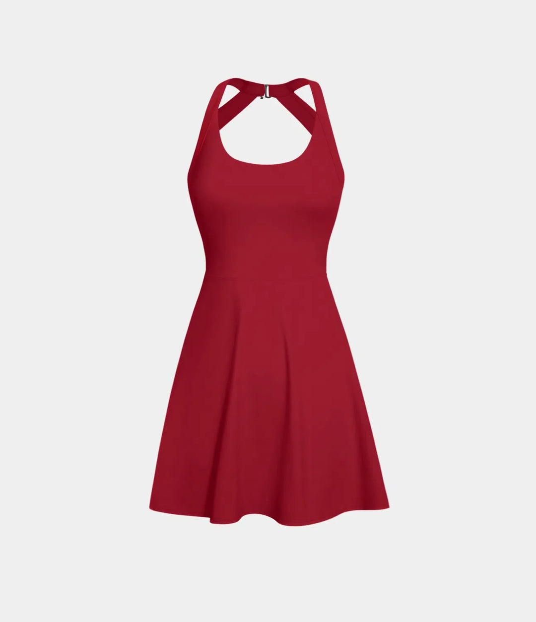 SOLIRA - Athletic Tennis Dress with Built-In Shorts and Crossback Straps