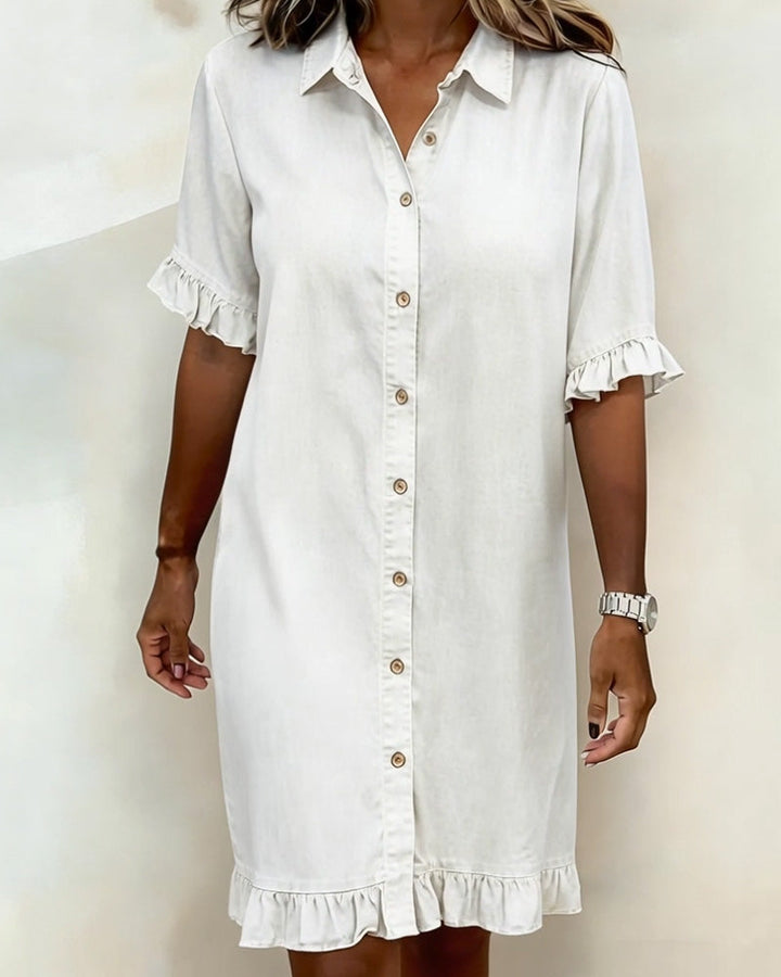 Harper Atelier® | Comfortable Denim Dress with Flattering Ruching