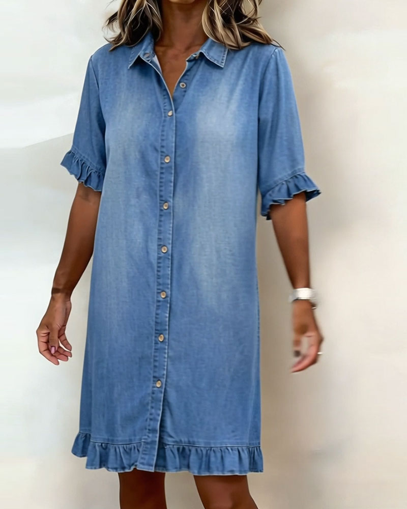 Harper Atelier® | Comfortable Denim Dress with Flattering Ruching