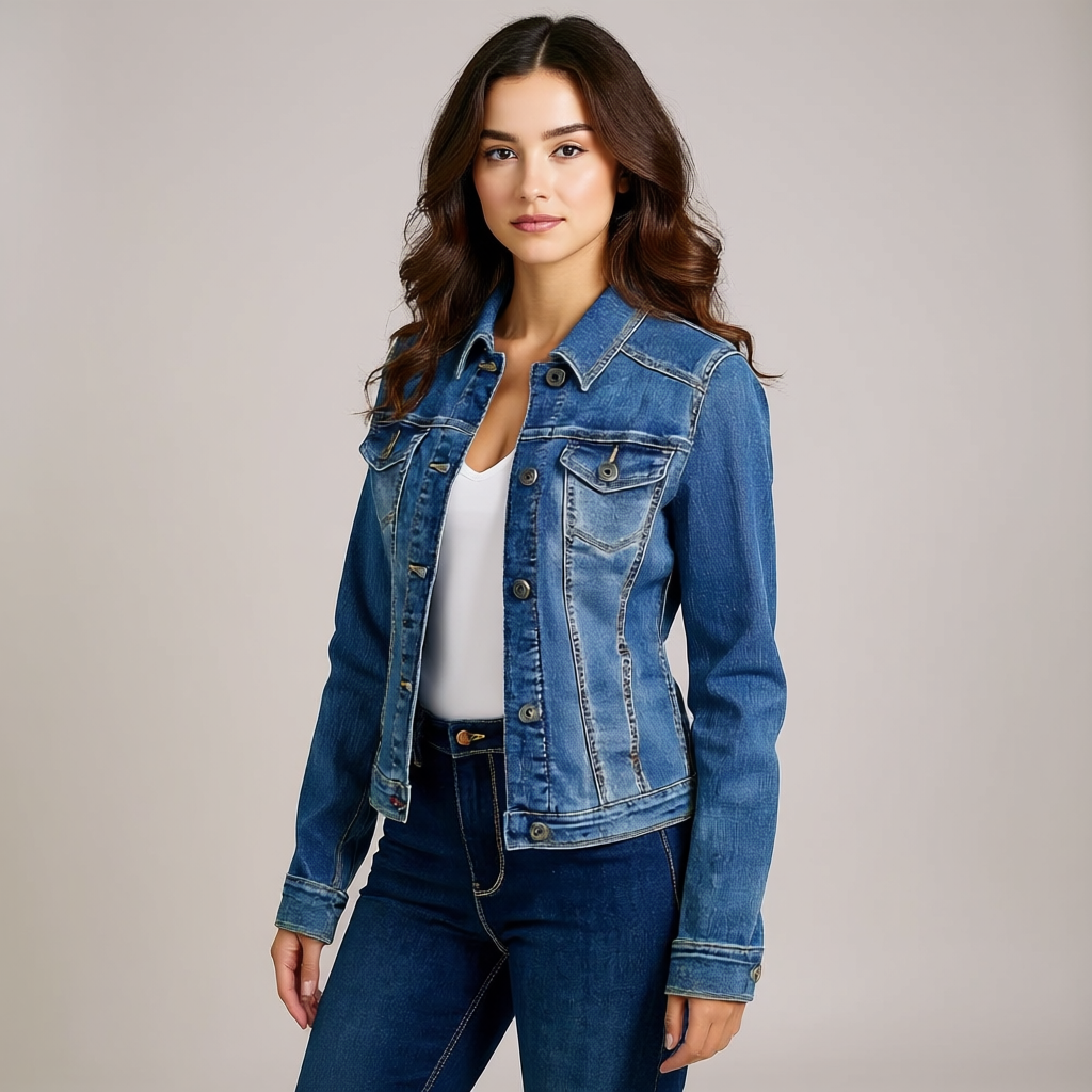 Women’s Stretch Denim Jacket with Pockets