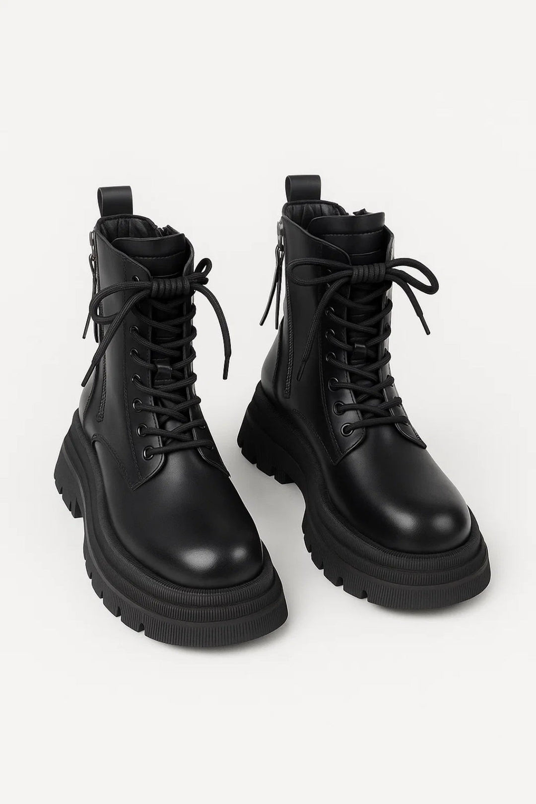 Boots Women - Platform Sole Winter Boots with Lace-Up Detail