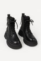 Boots Women - Platform Sole Winter Boots with Lace-Up Detail