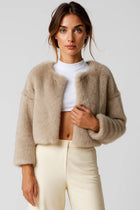 Jacket Women - Cropped Fluffy Faux Jacket