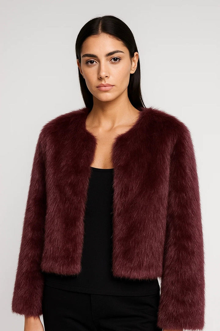 Jacket Women - Cropped Faux Fur Jacket
