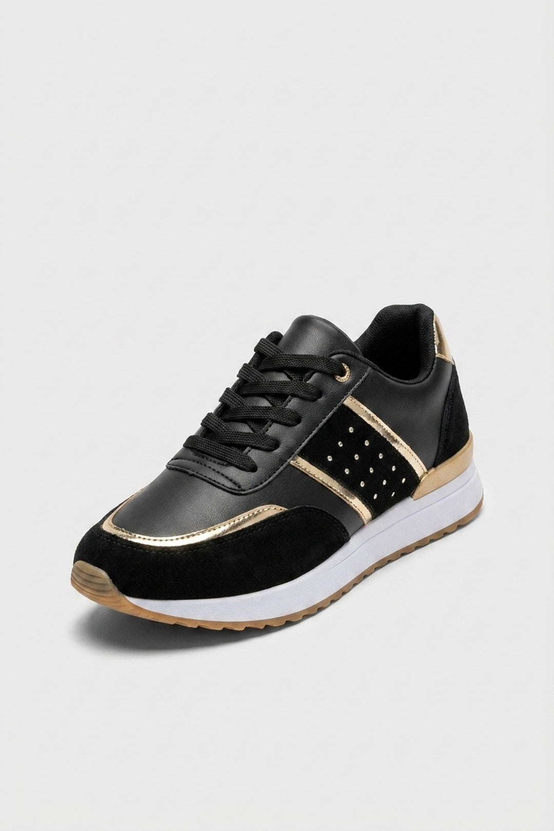 Shoes Women - Leather Patchwork Flats with Round Toe