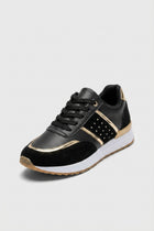 Shoes Women - Leather Patchwork Flats with Round Toe