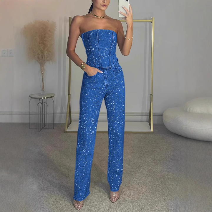 Glimmer | Glitter Set with Crop Top and Jeans