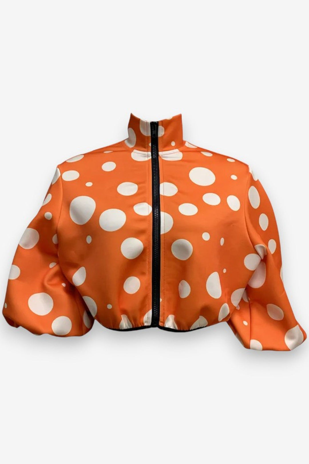 Jacket Women - Cropped Polka Dot Jacket with Zip Front