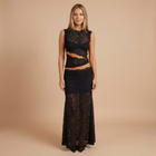 Women's Cocktail Lace High Neck Maxi Skirt Set