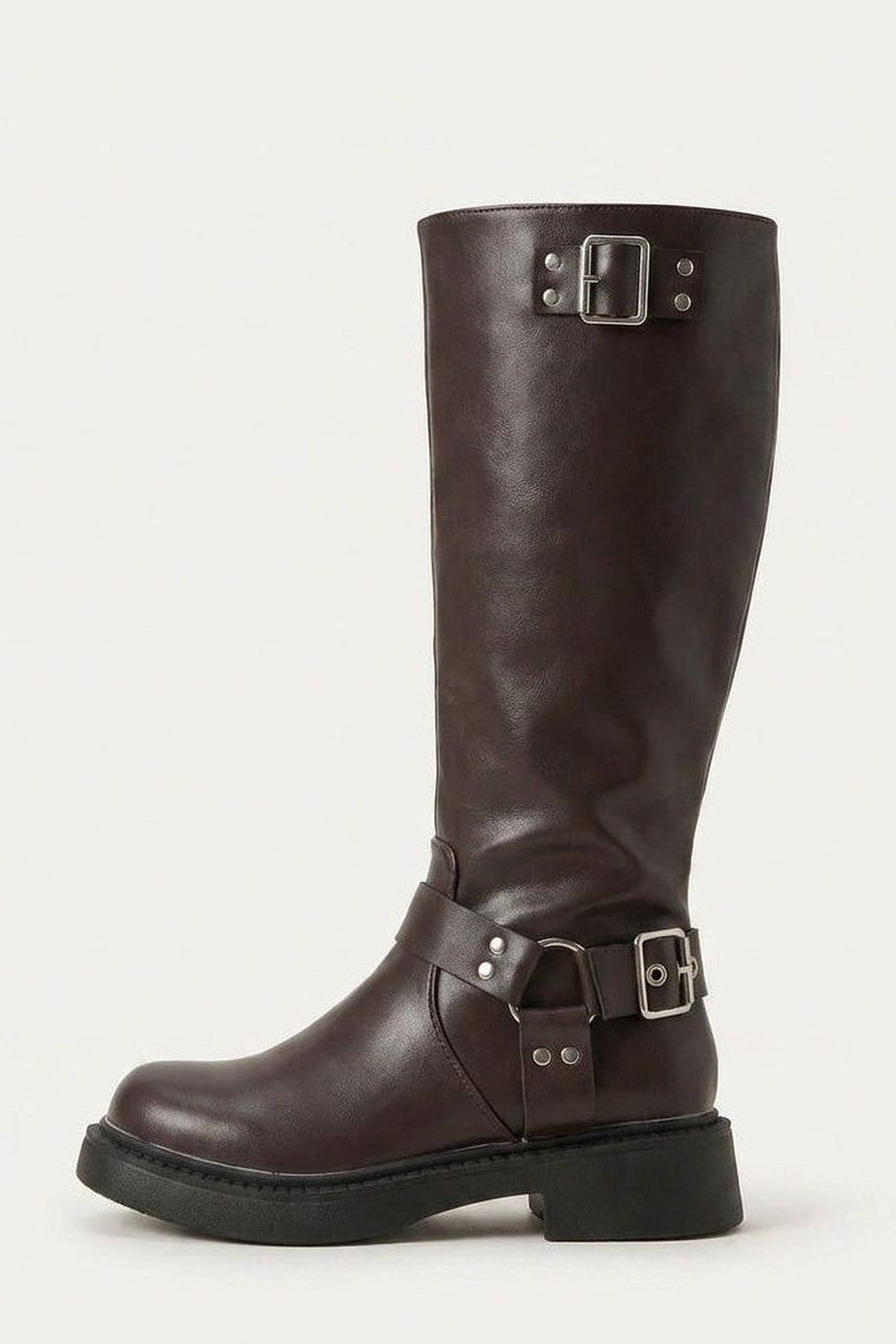 Knee High Boots Women - Tall Knee High Boots with Buckle Detail