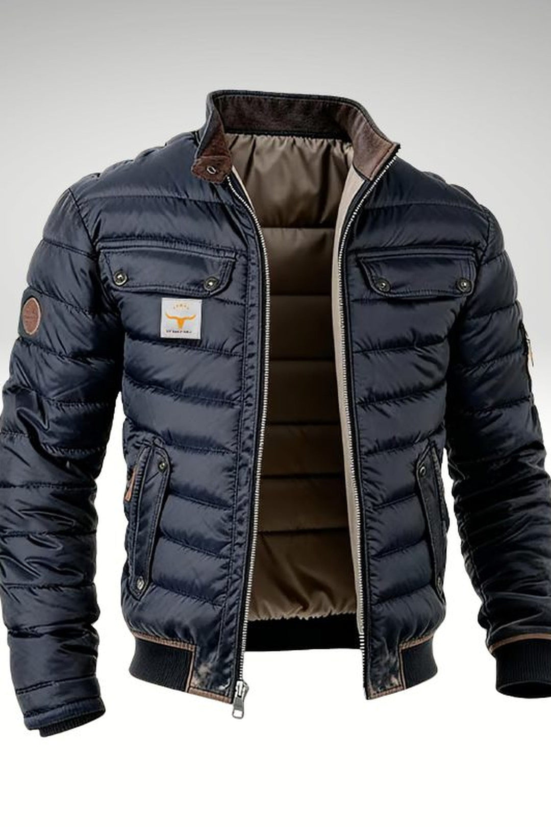 Bomber Jacket Men - Quilted Bomber Jacket with Ribbed Trims
