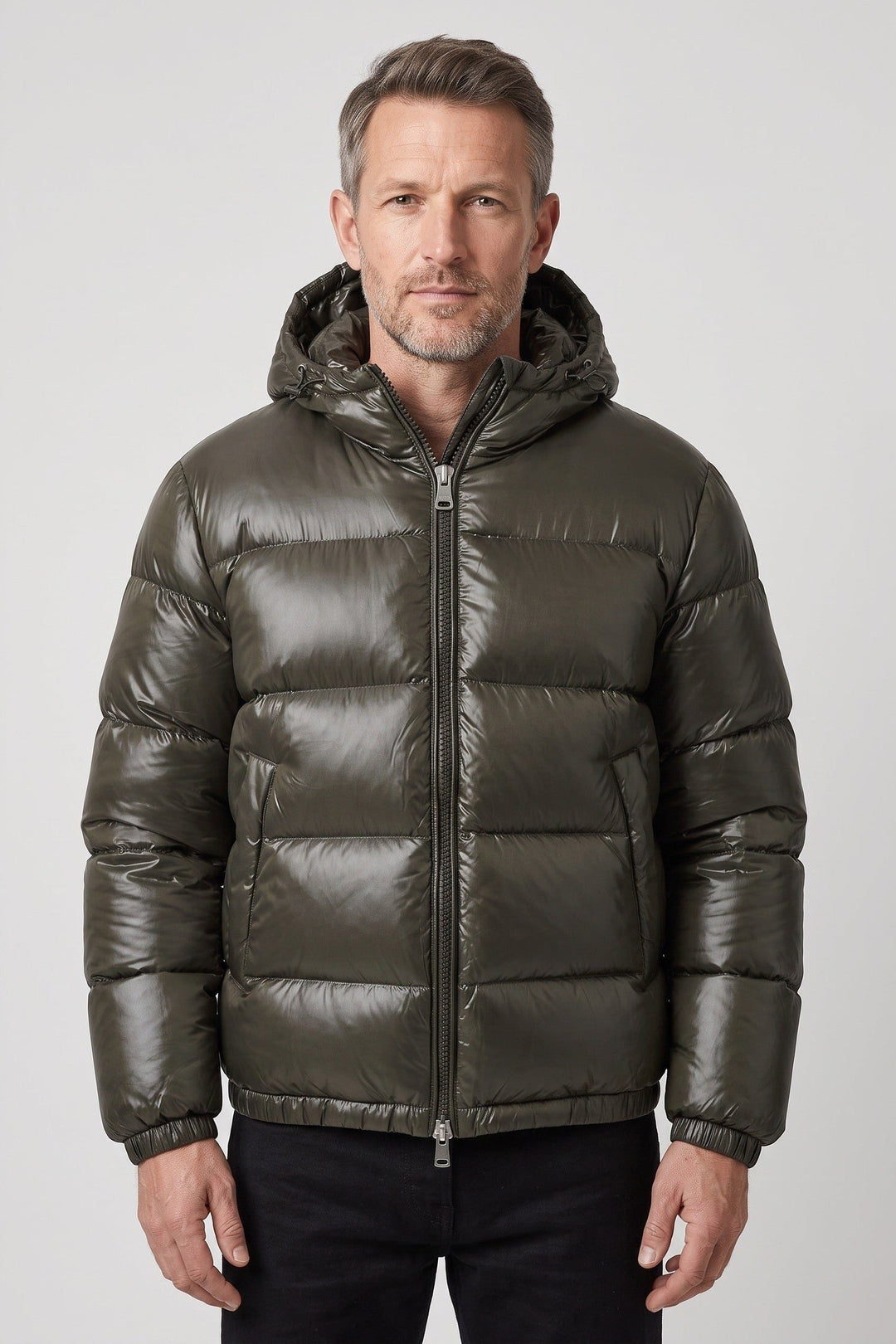 Jacket Men - Hooded Puffer Jacket with Full Zip