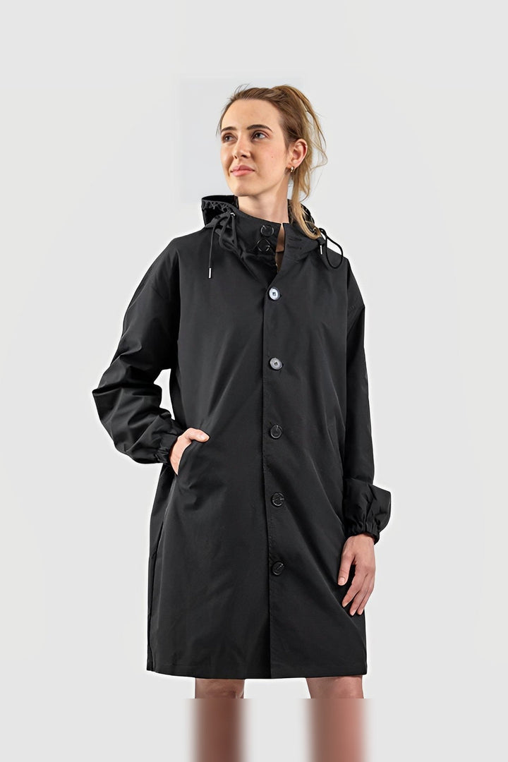 Rain Jacket Women - Hooded Rain Jacket with Drawstring Hood