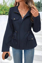 Raincoat Women - Zip-Up Raincoat with Drawstring Waist