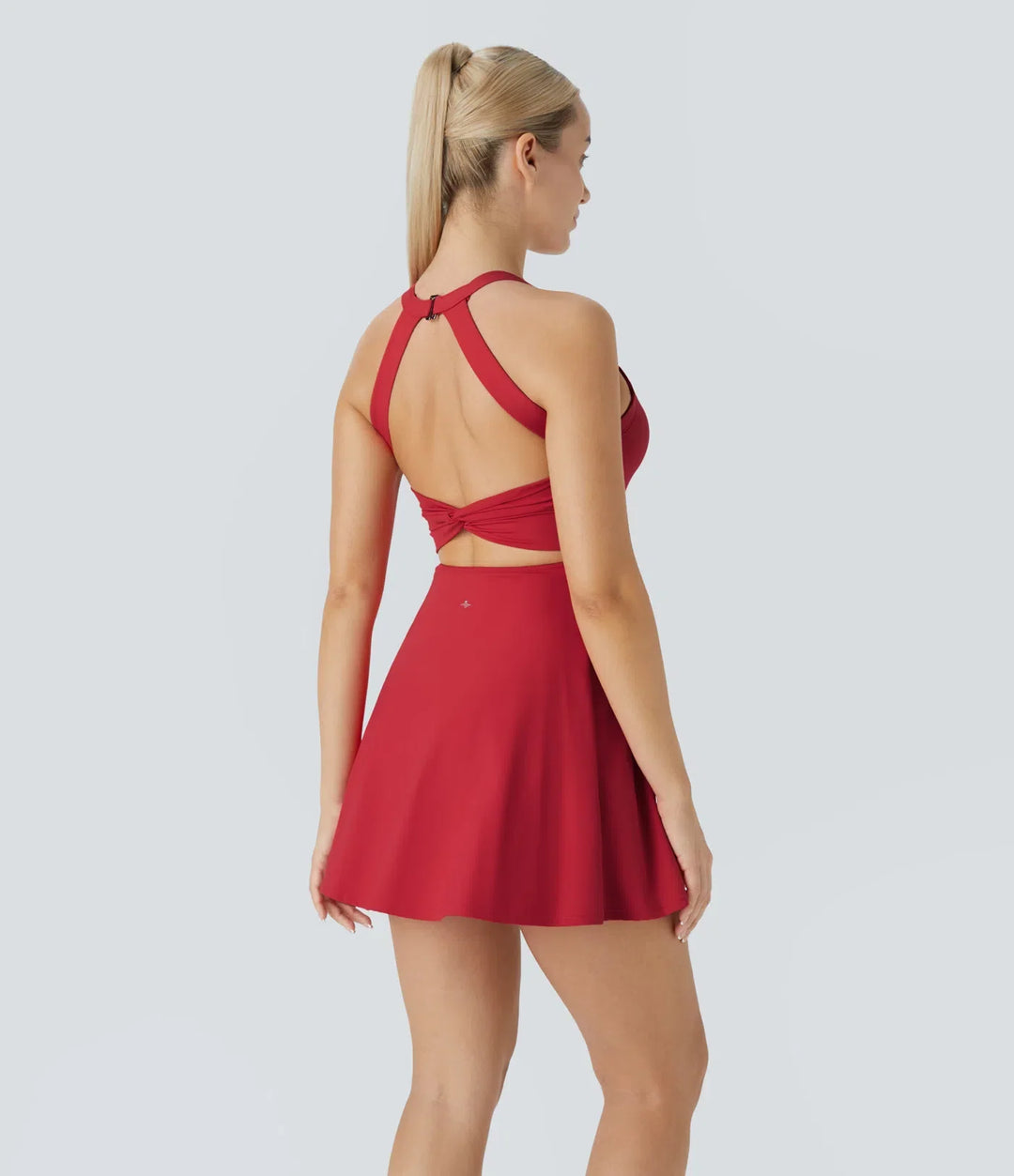 SOLIRA - Athletic Tennis Dress with Built-In Shorts and Crossback Straps