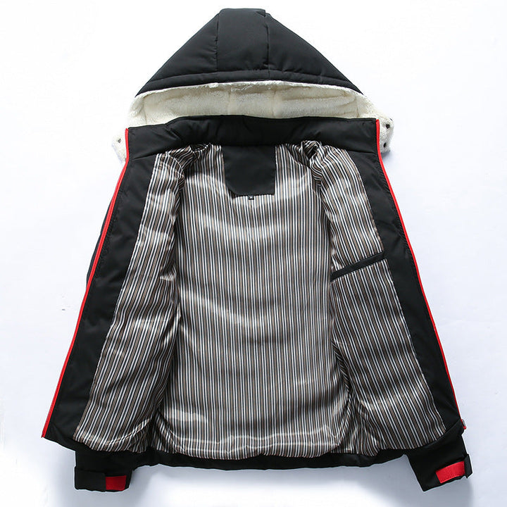 Padded jacket for men with hood and pockets
