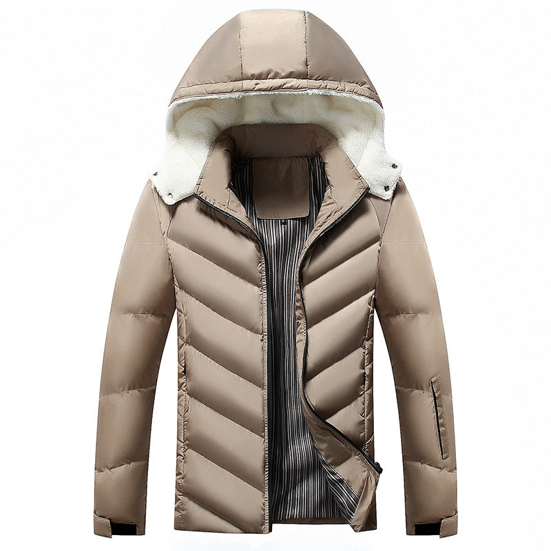 Padded jacket for men with hood and pockets