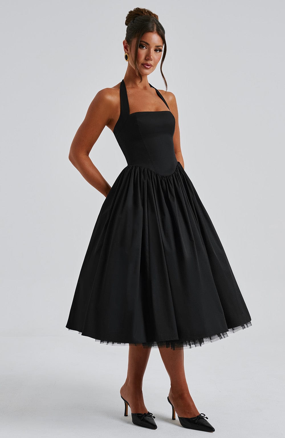 Women’s Wedding Guest Halter Midi Dress
