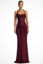 Ruth - Women's Halter Neck Ruched Maxi Dress