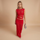 Women's Cocktail Lace High Neck Maxi Skirt Set