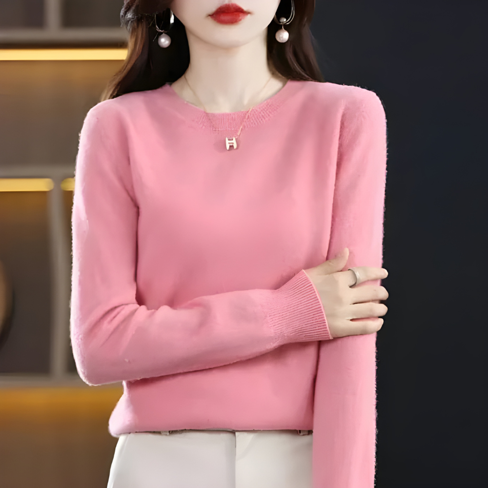 Classic Sweater with Round Neck Elegant Sweater