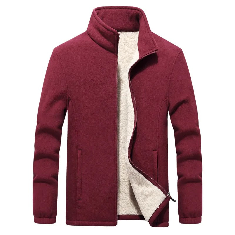 Warm lined fleece jacket with full zipper for men