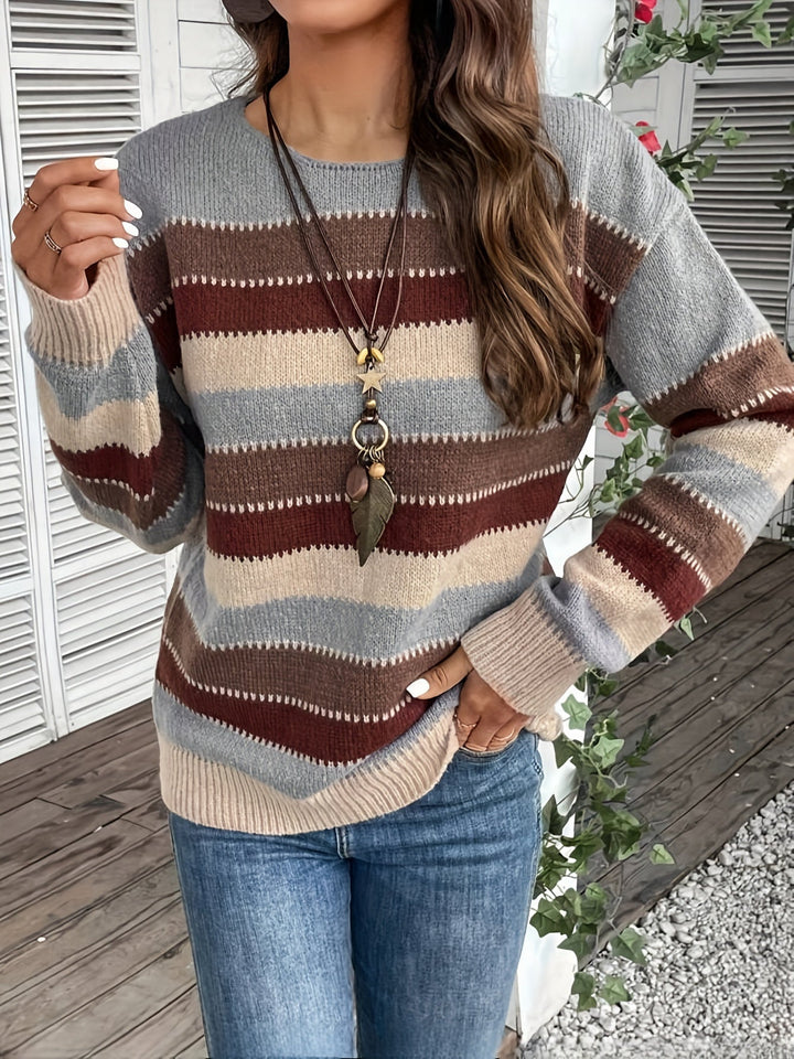 Delphine | Striped Sweater for Women with Round Neck