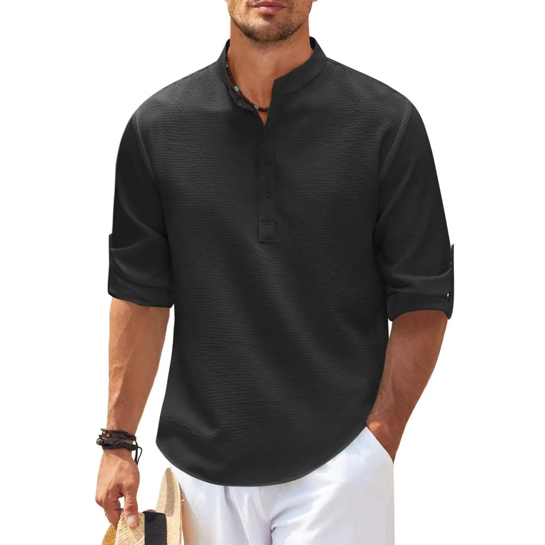 Long Sleeves with Stand-Up Collar and Solid Color