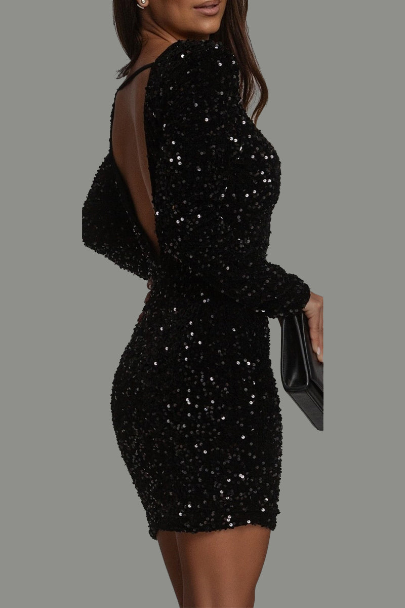 Noélie | Backless Glitter Dress