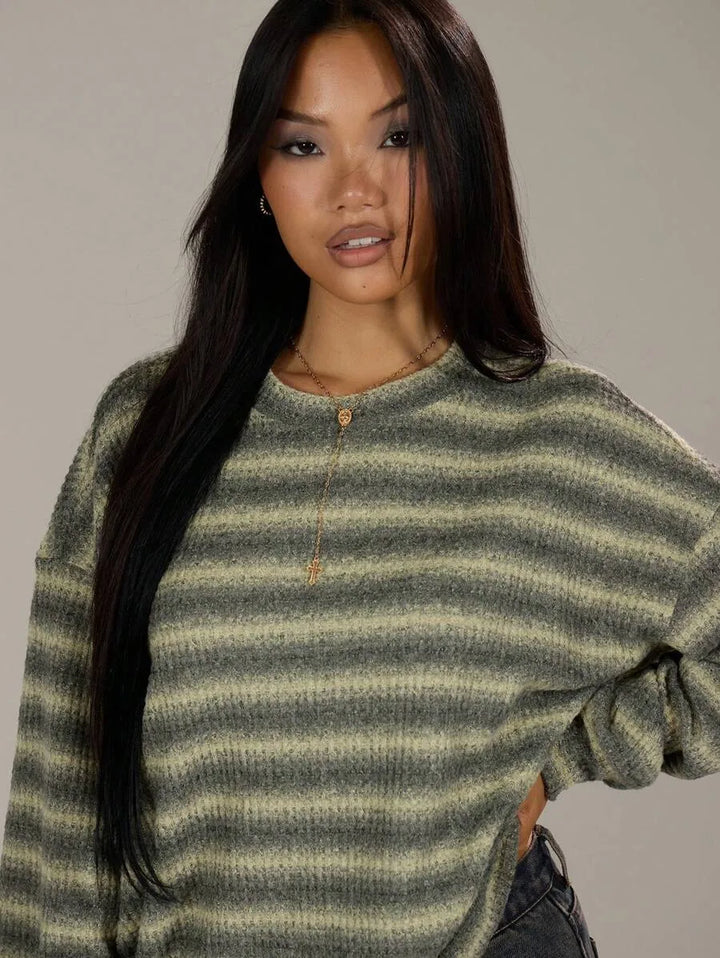 Oversized sweater with striped pattern