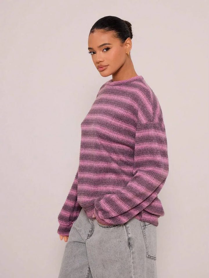 Oversized sweater with striped pattern