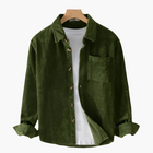 Cord Overshirt for Men - Oversized Long Sleeves and Button Placket