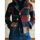 Women's Classic Plaid Jacket with Button Closure and Side Pockets