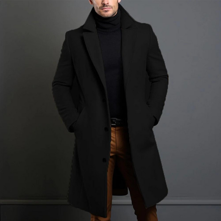Men’s Long Single-Breasted Overcoat