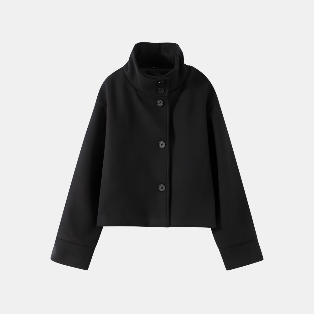 Women’s Stand Collar Jacket – Button Placket