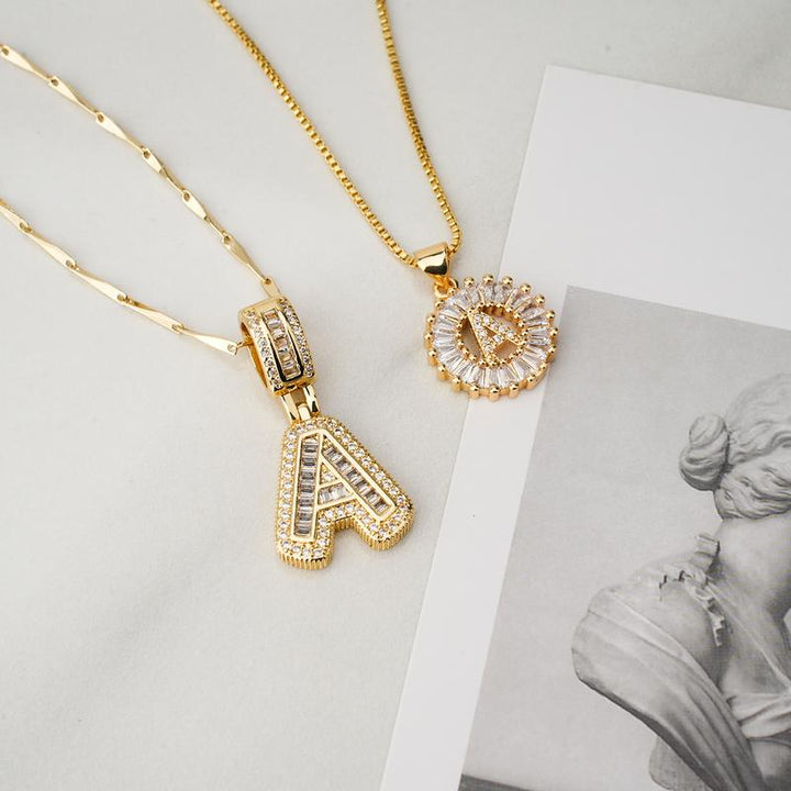 AISHA - Elegant 2-Pack Initial Pendant Necklaces