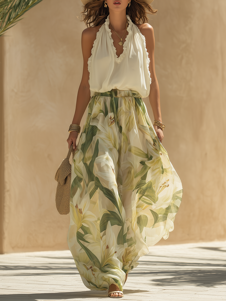 Lyselle - Elegant Airy Set with Floral Print