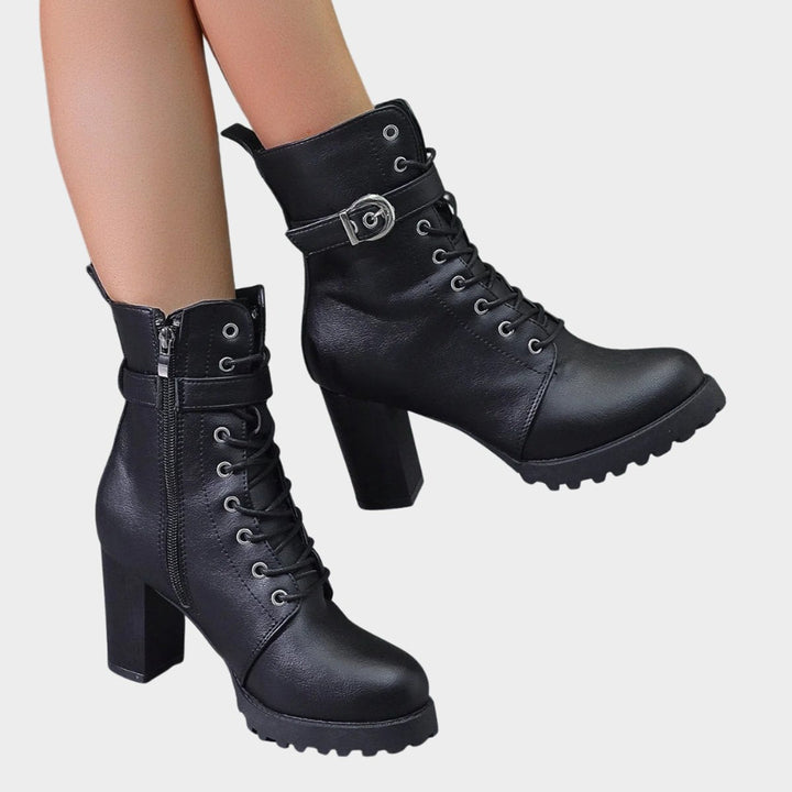 Hazel | Stylish Lace-Up Block-Heel Combat Ankle Boots for Women