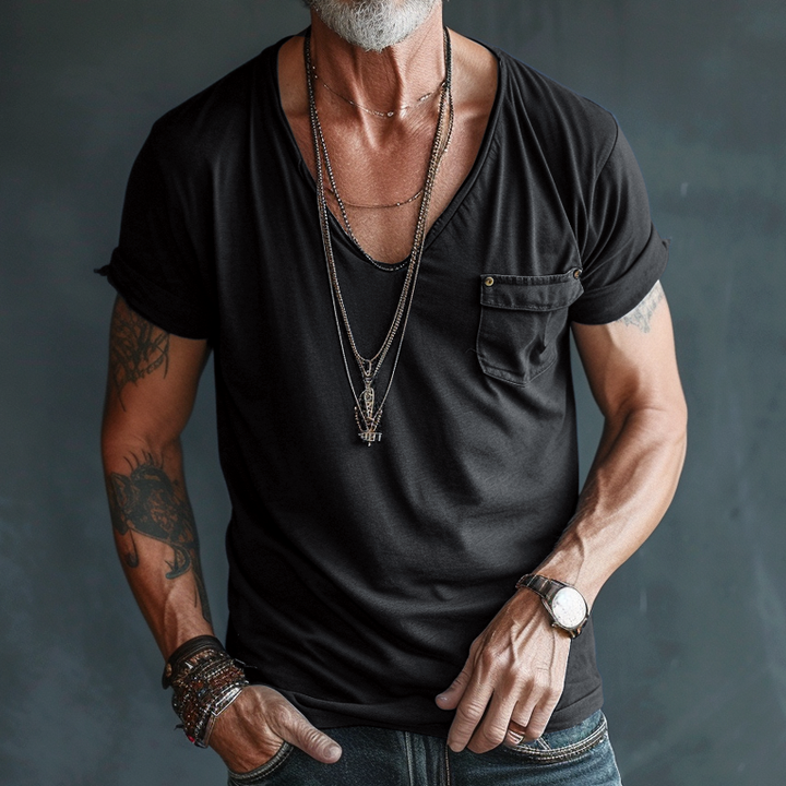 Leo | Men’s V-Neck Pocket Short Sleeve T-Shirt