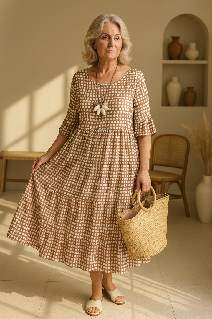 ZERELLE - Midi Dress with Short Sleeves