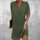 Thalia | Women's Casual V-Neck Short Sleeve Midi Dress