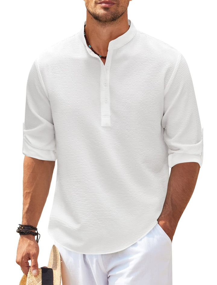 Long Sleeves with Stand-Up Collar and Solid Color