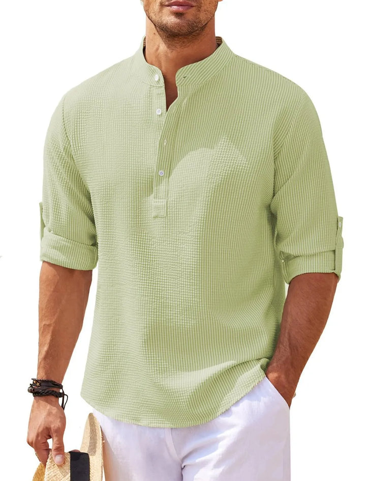 Long Sleeves with Stand-Up Collar and Solid Color