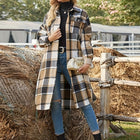 Elowen | Long checked coat for women with buttons