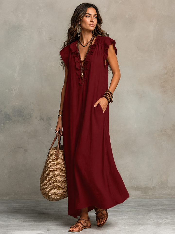 Camélia - Bohemian Belly-Hiding Maxi Dress