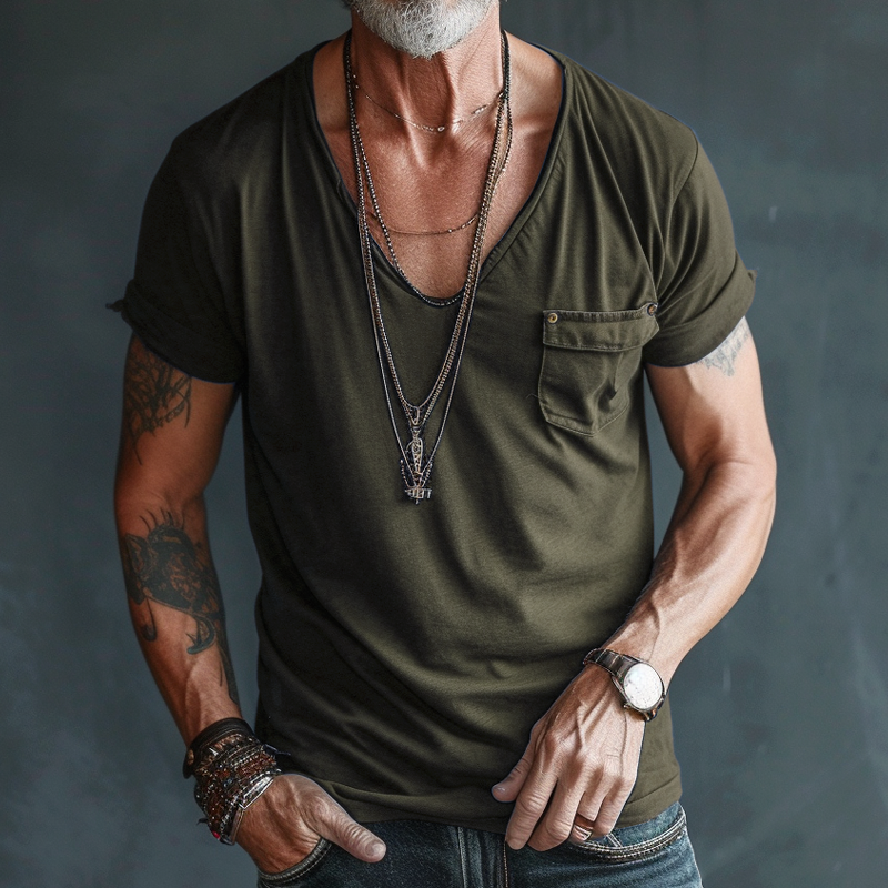 Leo | Men’s V-Neck Pocket Short Sleeve T-Shirt