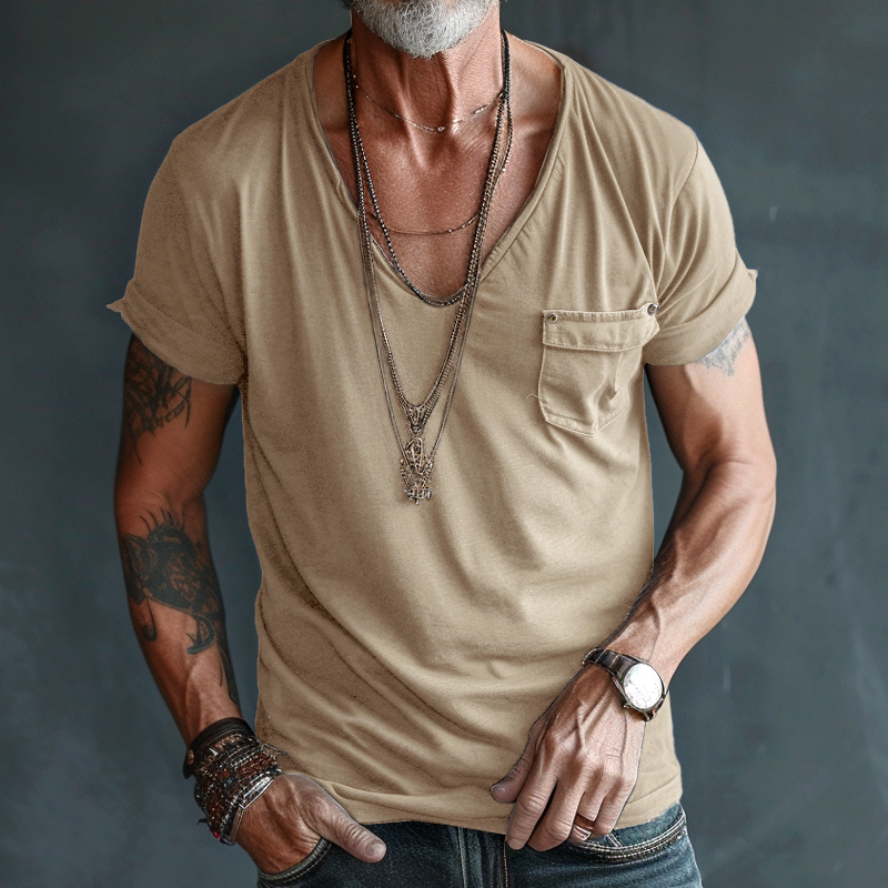 Leo | Men’s V-Neck Pocket Short Sleeve T-Shirt