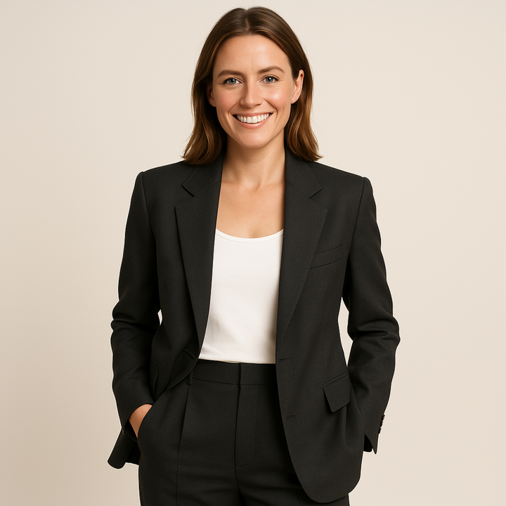 MADISON - Cropped Single-Button Blazer with Notch Lapel and Welt Pocket Detail